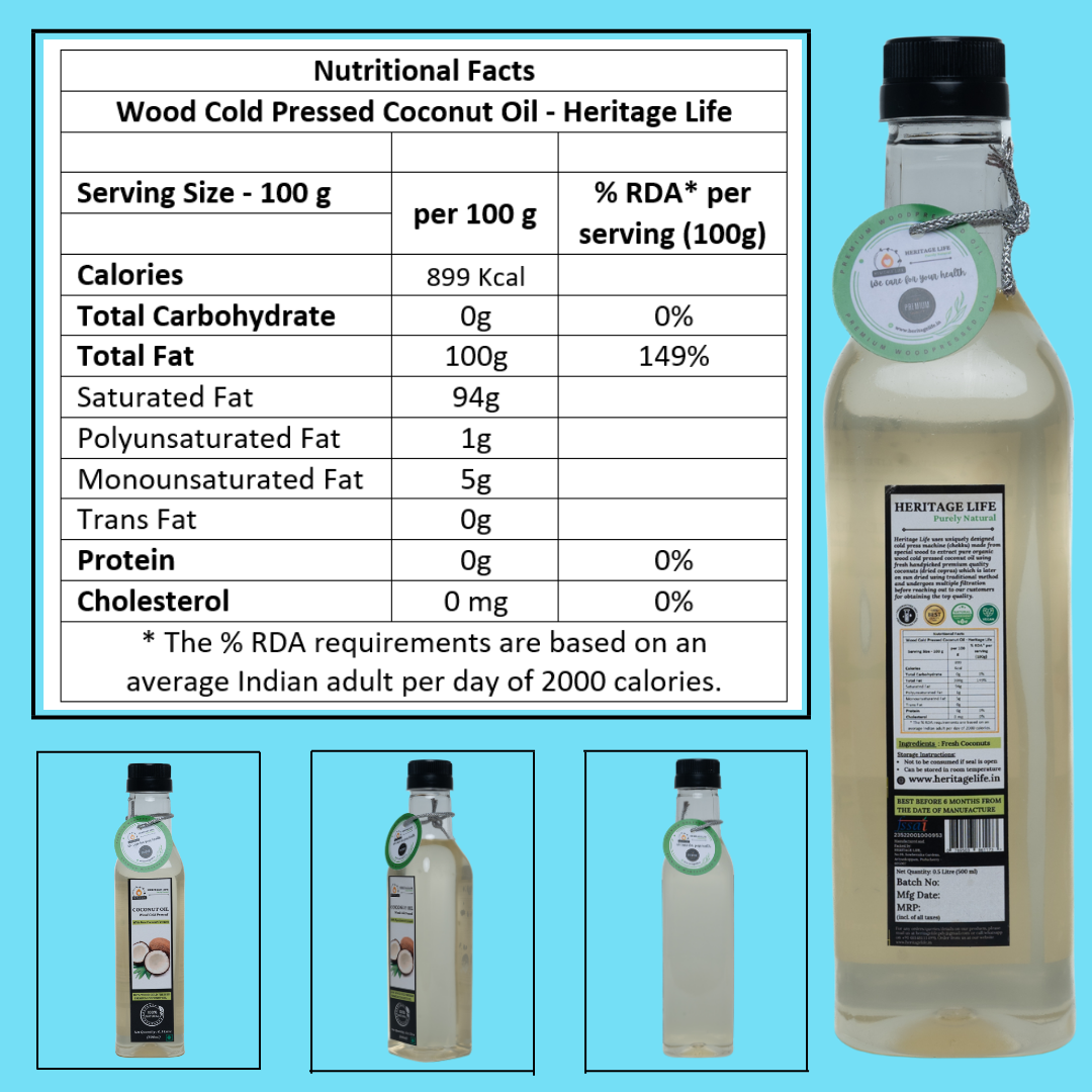 Wood Cold Pressed Coconut Oil - 1 Ltr (1000 ml)