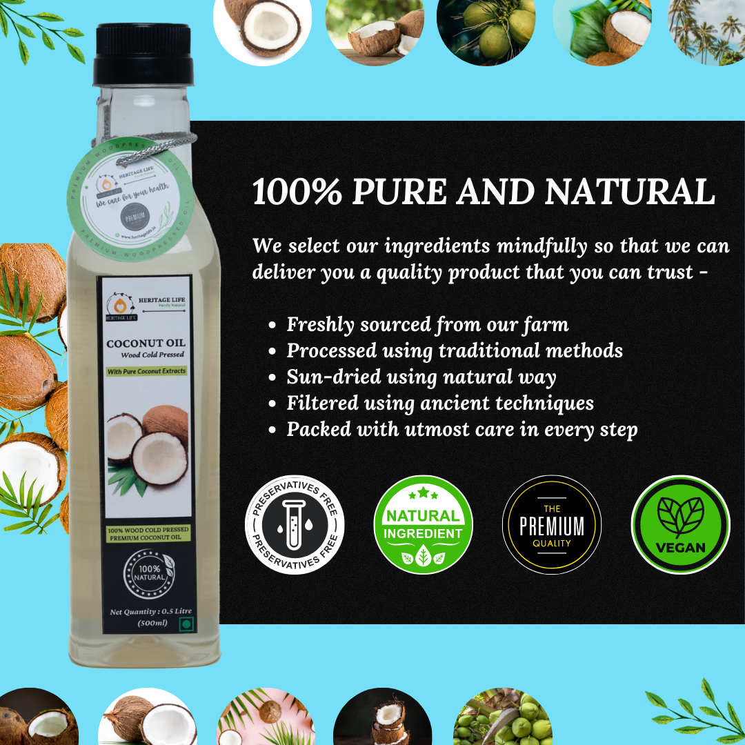 Wood Cold Pressed Coconut Oil - 1 Ltr (1000 ml)