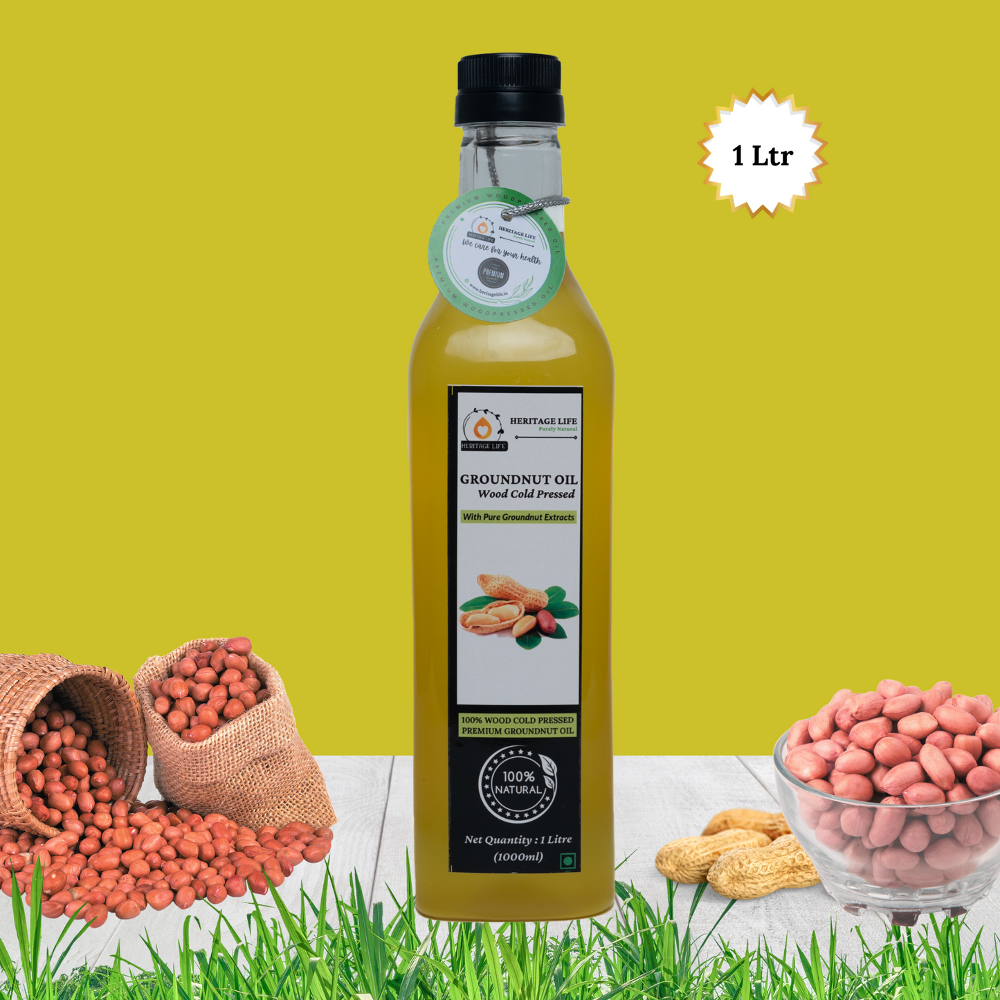 Wood Cold Pressed Groundnut Oil - 1 Ltr (1000 ml)