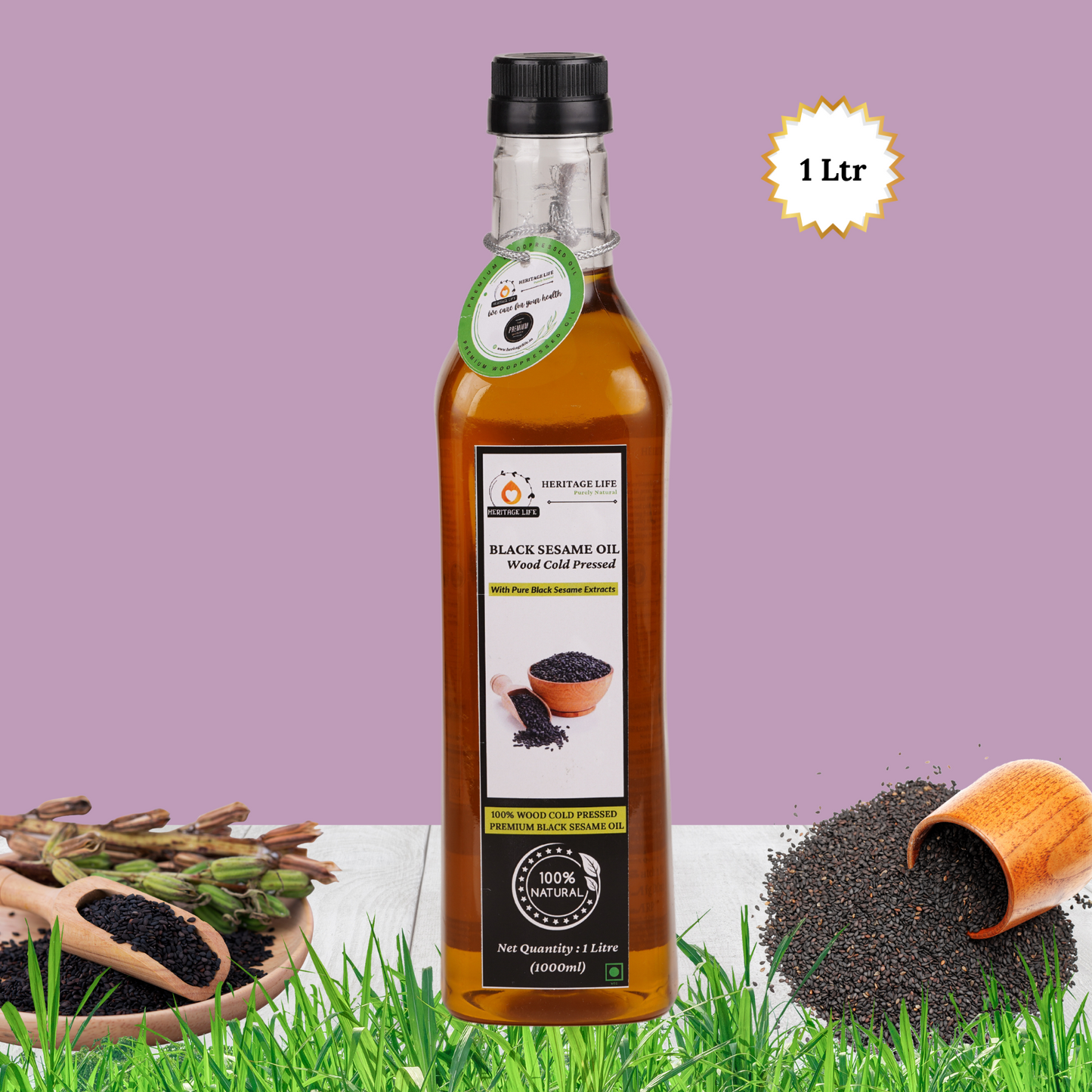 Wood Cold Pressed Black Sesame Oil - 1 Ltr (1000 ml)