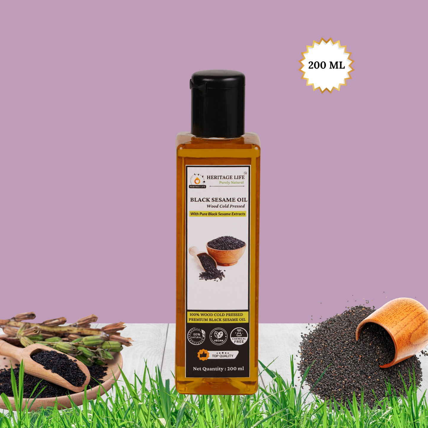 Wood Cold Pressed Black Sesame Oil - 200 ml